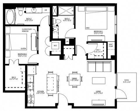 1500 Nicollet_2 Bedroom Floor Plan  at 1500 Nicollet, Minneapolis, Minnesota